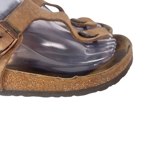 Birkenstock Gizeh Brown Leather Thong Cork Sandals Size 8 Euro 39 - Picture 5 of 14